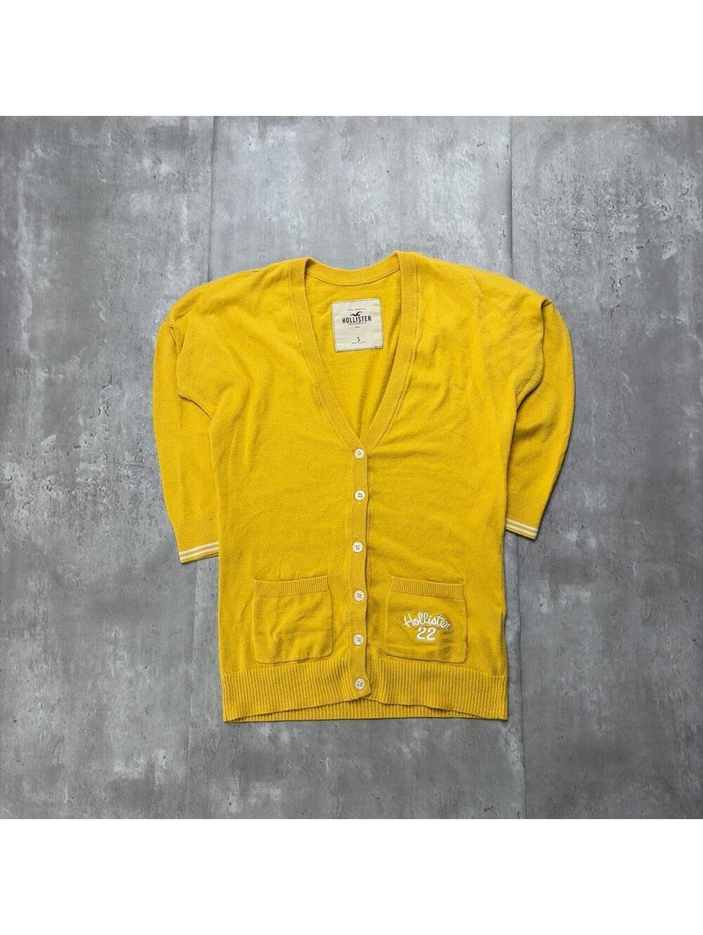 Y2K Yellow Hollister Surf Grunge Knit Cardigan Sweater